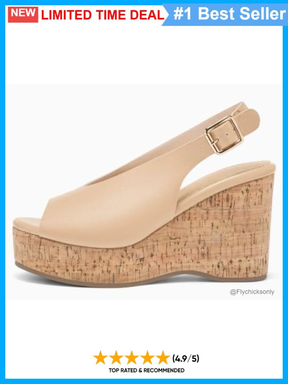 Platform Wedge Sandals Open Peep Toe Slingback Faux Leather Cork High Heels - Picture 5 of 6